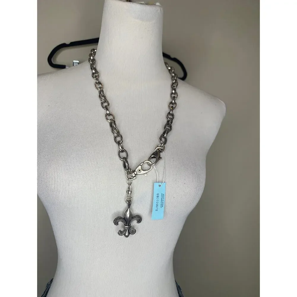 Stigma Chain Fleur De Lis Silver Belt Pants Chain  Necklace 26.5
